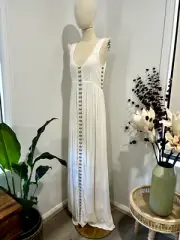 BATM - Size 6 Hammock Summer Maxi Dress Off White Button Up