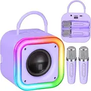 Spinosaurus Mini Karaoke Machine for Kids,Wireless Microphones with Portable Bluetooth Speaker 2 Mic & Colorful Led Light Speaker Singing Birthday Gifts for Girls 4+Year Old