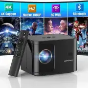 Projector 4k 5G HDMI WiFi Mini Bluetooth Projector, 300 ANSI HD Smart Projector