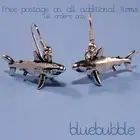 FUNKY SHARK EARRINGS KITSCH FISH CHARM SURFER JAWS QUIRKY UNUSUAL GIFT NAUTICAL