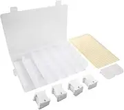 Embroidery Floss Cross Stitch Organizer Box Set,120Pcs White Plastic Floss Thread Bobbins with 36 Grid Plastic Storage Box and 476 Pcs Dots Blank Stickers for Craft DIY Sewing Storage