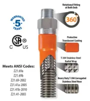 3/4" X 36" Gas Hose Quick Disconnect Connector Kit