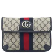 Gucci Waist Bag Ophidia Gg Supreme Belt Canvas Navy Web Red 674081 Used