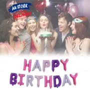 Happy Birthday Balloon Banner Self Inflating Letters Foil Balloons Party Bunting