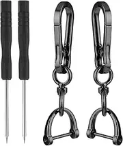 MAEZOE 2-Pack Car D Ring Keychain Clip, Quick-Release Heavy Duty Key Ring Key Fob Holder with Round Carabiner Keychain
