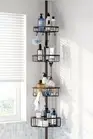 Corner Shower Caddy Tension Pole: Stainless Steel Rustproof 4-Tier Shower Org...