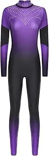 [Yihuimin] Women's Rhinestone Gymnastics Unitard Long Sleeve Figure Skating Dance Jumpsuits