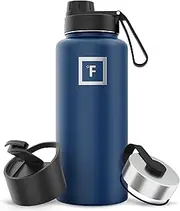 IRON °FLASK Camping & Hiking Hydration Flask, Wide Mouth, 3 Spout Lids, Stainless Steel Outdoor Water Bottle, Double Walled, Insulated Thermos, Metal Canteen-Twilight Blue, 32 Oz