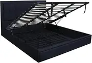 Foret Bed Frame Double Gas Lift Storage Base Bedroom Furniture Fabric Black