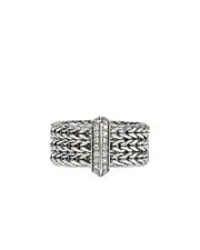 John Hardy Sterling Silver Icon Diamond Weave Ring