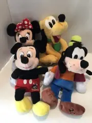 Disneyland 45th Anniversary Mickey Minnie Goofy Pluto Disney Bean Bag Plush NWT