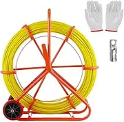 AUSWAY Fish Tape Puller Fibreglass Wire Cable Running Rod Duct Rodder 150mx8mm Electrical NBN Fishtape Pulling Tool Brake Wheels Portable Steel Reel Stand