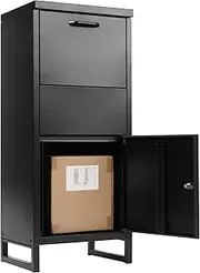 ALBAD Package Delivery Boxes with Lockable Secure Compartment, Anti-Theft Baffle Parcel Drop Box, and Waterproof Design for Porch and Curbside Delivery (Black)