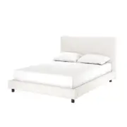 Havvan Boucle Upholstered Fabric Bed Frame - Cream White