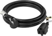1875W 6 Feet 15A Low Profile Flat Plug Extension Cord 14 AWG Black