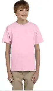 Hanes Kids Girl Boy Crewneck TShirt Youth ComfortBlend EcoSmart pale pink XL