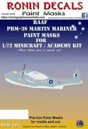 1/72 Ronin Decals Martin Mariner Paint Masks for Minicraft / Academy Kit