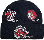 Mitchell & Ness Toronto Raptors Time Line Knit Beanie Hat - Black, Black, One Size