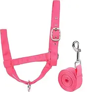 Calf Halter with Leading Rope Adjustable Calf Halter with Leading Rope for Miniature Horse Donkey Goat Foal Nylon Cattle Training Supplies Pink S