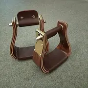 Craft Colt Wooden Wide Western Pocket Steel Covered Stirrups, Wooden Bell Saddle Stirrups