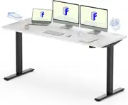 Electric Height Adjustable Standing Desk - Heavy Duty Steel Frame (Black + White 2 Packages)