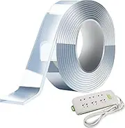 Double Sided Tape - Reusable Waterproof Strip, Clear Mount Adhesive | Strong Bonding Tape for Carpet Grip, Vehicle Trim, Photo Wall Fixing, Weatherproof High Tack Roll, Multi-Surfaces Attachment