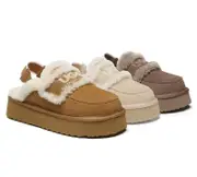 AUSTRALIAN SHEPHERD® 2-Way Style UGG Slippers Women Removable Strap Slingback Platform Rilee - Sand / AU Ladies 10 / AU Men 8 / EU 41