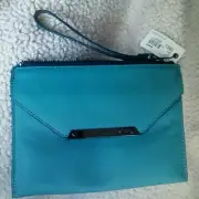 MIMCO H 15CM X W 23 CM Origami BLUE JADE POUCH CLUTCH HANDBAG $149 + DUST BAG