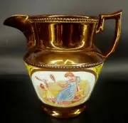 Antique Victorian Staffordshire Pottery Copper Luster Ware Jug/Pitcher 1840 mAAL