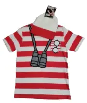 MAD Where's Waldo 2-IN-1 T-Shirt & Pom Beanie Combo Halloween Costume: SMALL