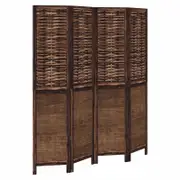 vidaXL Room Divider Privacy Screen 4 Panels Dark Brown Paulownia