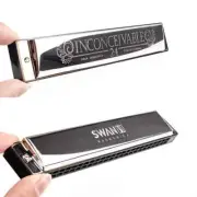 24 hole vibrato harmonica C key polyphonic harmonica octave with box 100% New