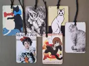 Six CAT Images HANG TAGS Ephemera Vintage Style for Junk Journal set 2