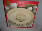 LENOX Holiday Christmas 13" Chip & Dip Bowl Set