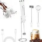 Milk Frother Handheld USB Rechargeable Electric Whisk Foamer 3Speed Coffe Latte