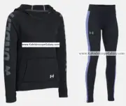 Under Armour Girls XL Winter Hoodie Leggings Black Purple NEW $100 Extra Large