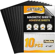 Grtard 10Pack Magnetic Sheets with Adhesive Backing 4" x 6", Cuttable, Flexible Adhesive Magnet Sheets Magnetic Paper, Peel and Stick Magnetic Sheet for Crafts, Photos, DIY