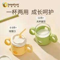 在飛比找蝦皮購物優惠-beeshum兔飛飛兒童水杯寶寶家用喝牛奶玻璃帶蓋可愛有刻度