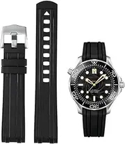 [Danxancy] Straps For Omega SEAMASTER PLANET OCEAN Watch,Soft Rubber Omega X Swatch Moonswatch Replacement Strap,Curved No Gap Moonswatch Swatch strap with Silver Stainless Steel Buckle
