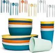 Wheat Straw Dinnerware Sets - SHECIPIN 42 Piece Unbreakable Colorful