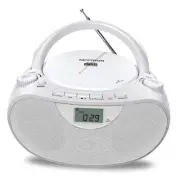 Portable Stereo CD Player Boombox with AM/FM Radio, Bluetooth, USB, AUX White