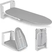 Wall Mounted Ironing Board Adjustable Height, 36 x 12 Inch Fold Away Iron Board Wall Mount Space-Saving Ironing Board with Removable Heat Resistant Cover for Small Spaces Home Laundry Room