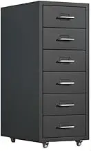 File Cabinet Thickened Cold-Rolled Steel Chest of Drawers 6 Layers of Large-Capacity Storage Cabinets Office File Cabinets Multifunctional Data Organizing Cabinet Office Drawer(Black)