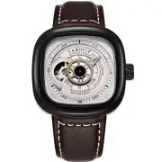 Carotif Square Dial Skeleton Mechanical Watch Elegant Waterproof Warranty