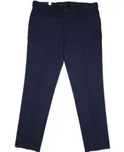 ZeGarie Suit Pants Navy Blue Flat Front Slack Pants Creased Raw Hem Mens 40x34