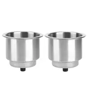 2Pcs Silver Stainless Steel Beverage Rack Bottle Holders Cup Stand Boat Supplies