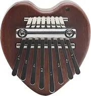 8 Key Mini Kalimba WorthPlanet Mini Thumb Piano Portable Wooden Finger Piano with Black Lanyard Musical Instrument for Kids Adult Beginners W150011 (Heart-shaped)