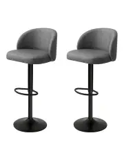 [Levede] Pu Leather Footrest Swivel Adjustable Bar Stools x2 in Grey