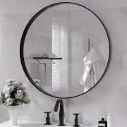 round Black Mirror 28 Inch round Bathroom Mirror Metal Frame, Wall Mounted Circl