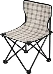 Checker Gray White Folding Camp Chairs for Adults Heavy Duty Ultra Lightweight Hunting Backpack Chair with Carrying Bag